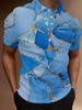 Men's Short-Sleeve Polo Shirt with Beaded Tassel Pendant Print & Lapel Collar - Button-Up Button-Front Suitable for Dates, Beach Vacations, Summer