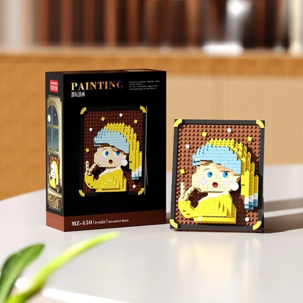Hot-selling World-famous Painting Assembly Building Blocks Creative Pixel Oil Painting Frame Sunflower Building Block Decoration