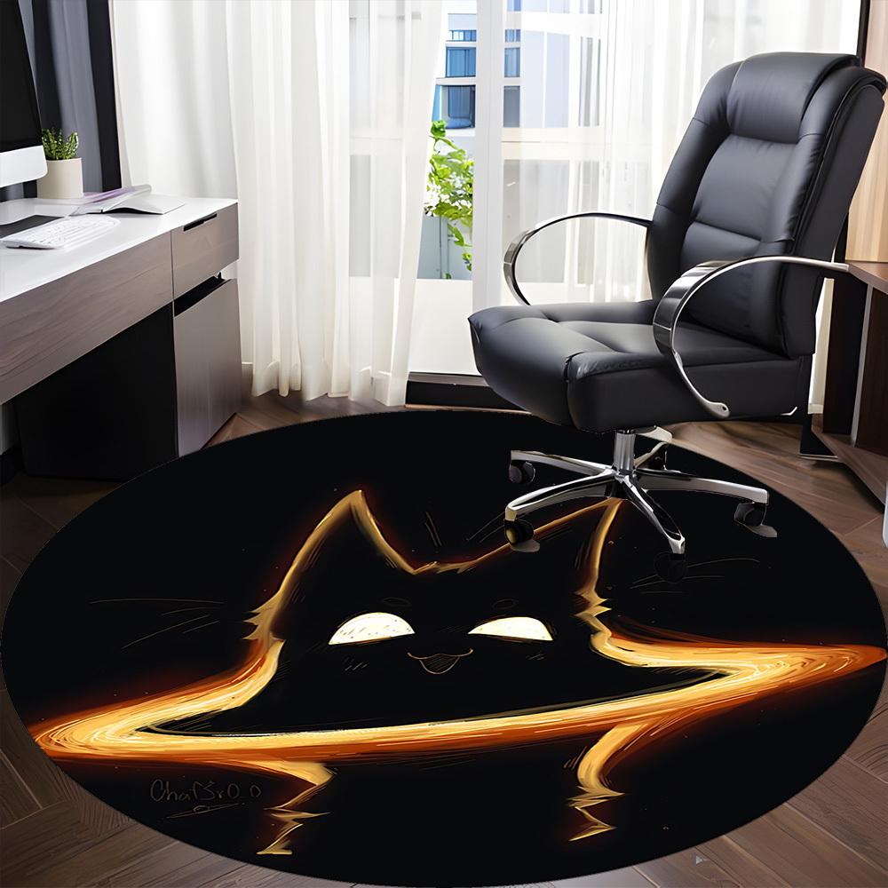1pc FlameKitty Office Round Area Rug, Mat Suitable For Office, Under Office Chairs Bedroom Living Room Home Decor, Room Deco
