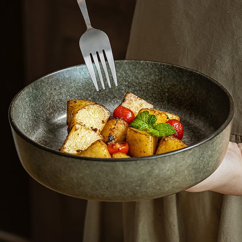 Super Talerz Koncepcyjny Talerz Retro na Sałatkę Talerz do Zupy Miska Ceramiczna Premium Talerz Restauracyjny Komercyjny Zastawa Stołowa Gospodarstwa Domowego