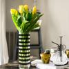 Large Flower Vase Plastic Big Acrylic Cylinder Vases Black White Stripes for Centerpieces Home Decor Translucent