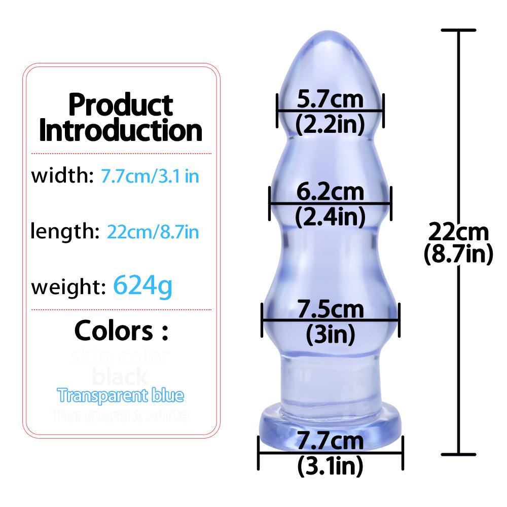 Crystal Clear Anal Beads for Men - Thick Stretching Anal Plug & Realistic Dildo - Discreet Adult Toy