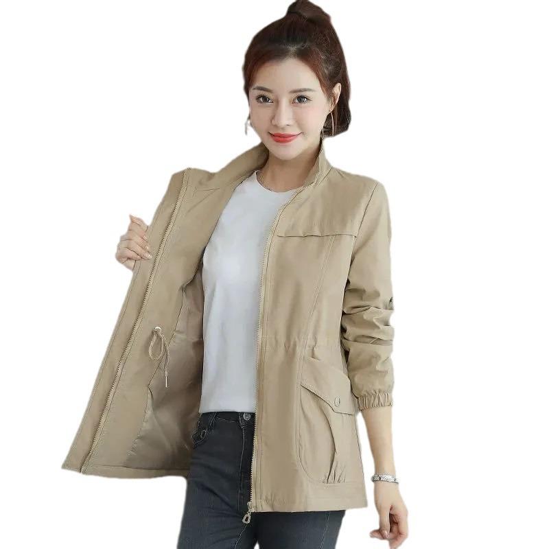 Women's Slimming Trench Coat with Stand Collar - 2024 Spring/Autumn Fashion