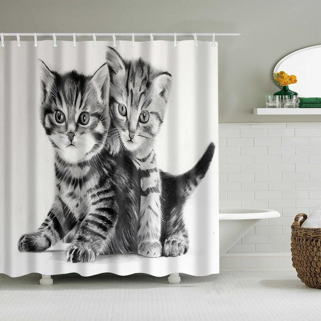 Wild Animals Bath Curtains Lion Leopard Cat Bathroom Decorative Shower Curtains Bathtub Decoration Bath Curtains