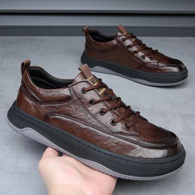 Fashion Men's Casual Shoes Outdoor Lace Up Men Sneakers Genuine Leather Black Brown Oxfords Shoes Man High Quality Office Shoes for Men