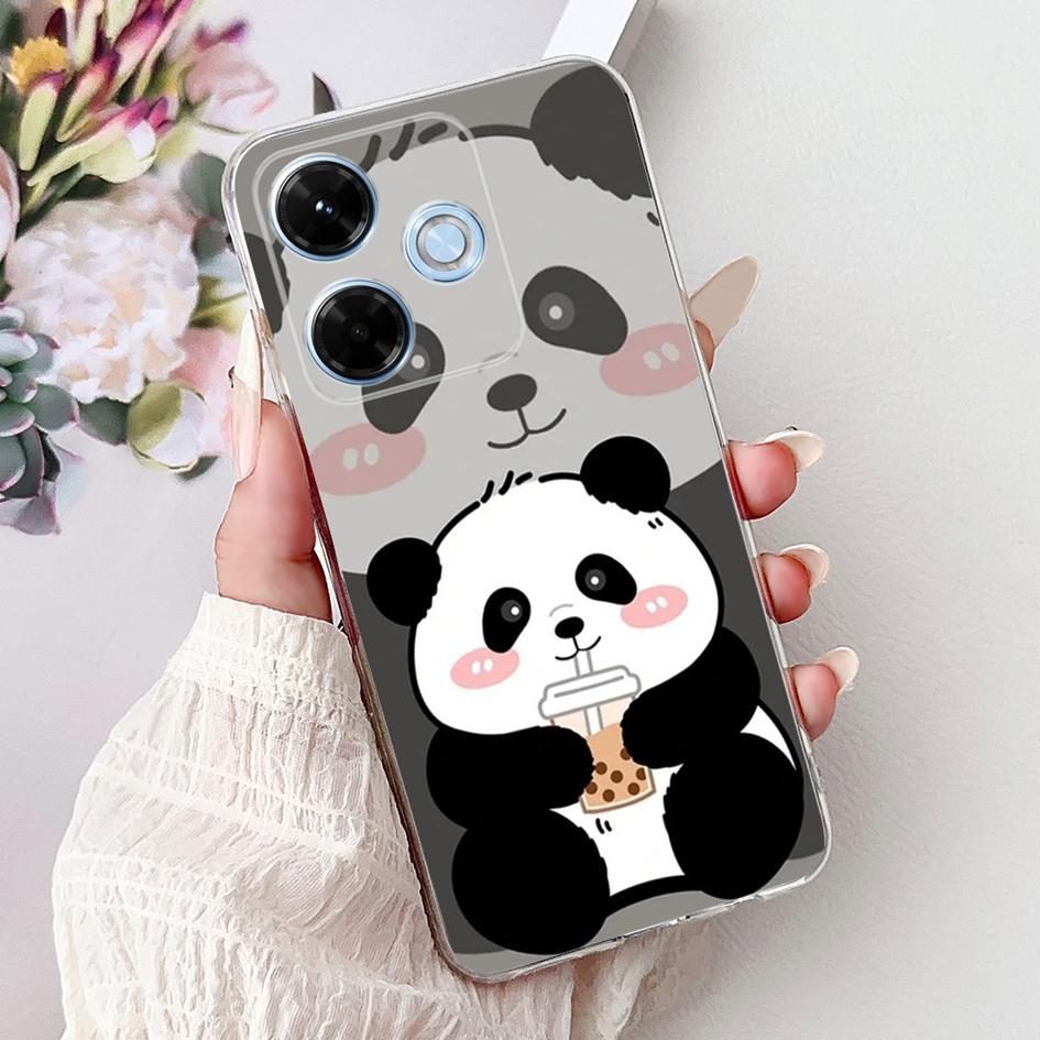 New For Xiaomi Redmi 13x 4G Case Cute Cartoon Panda Machine Flower TPU Soft Silicone Cover For Xiomi Redmi 13X Shockproof Bumper