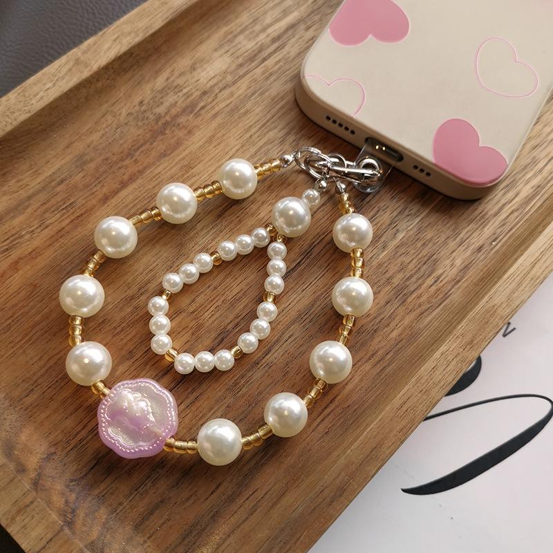Mobile phone lanyard handmade beaded size pearl wrist chain pendant pendant women's short high-end pendant anti-loss