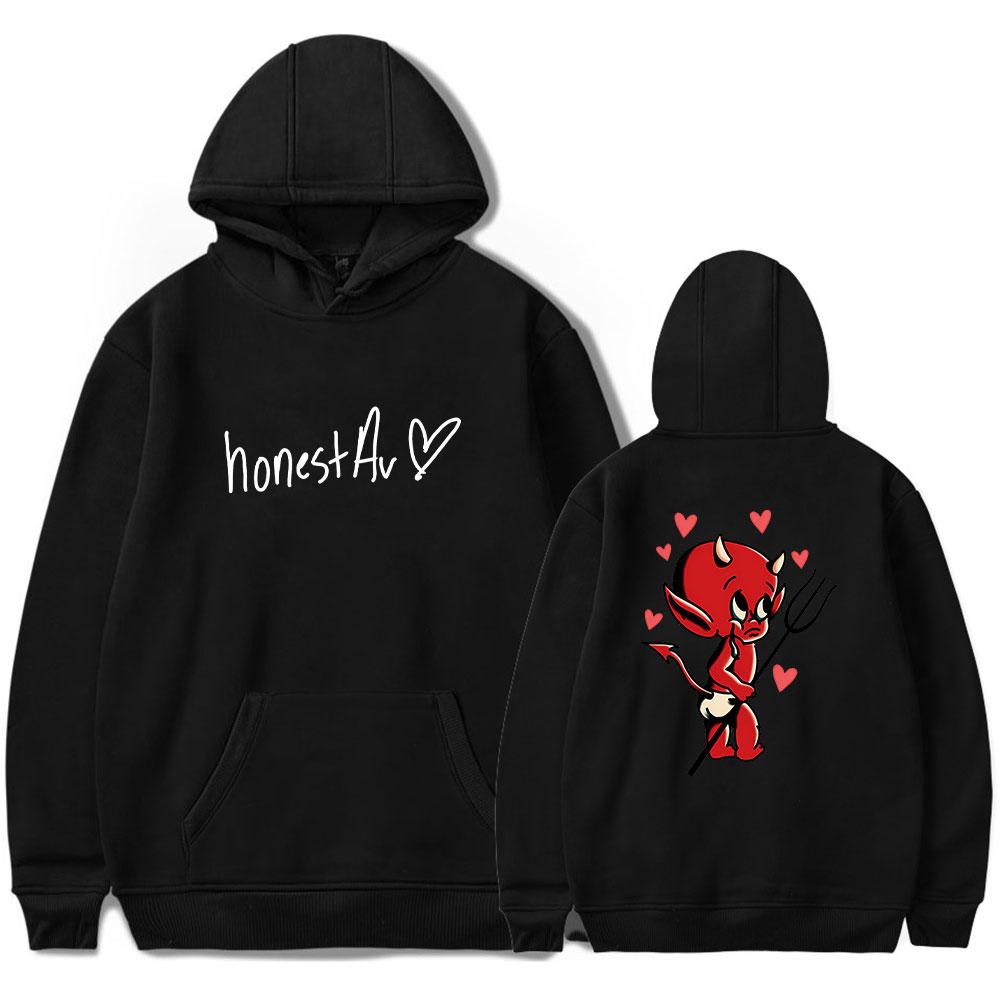 

Fashion Men Women Hoodie Streetwear Harajuku Casual Honestav Cartoon Printed Hooded Pullover Sweatshirts XS чорний