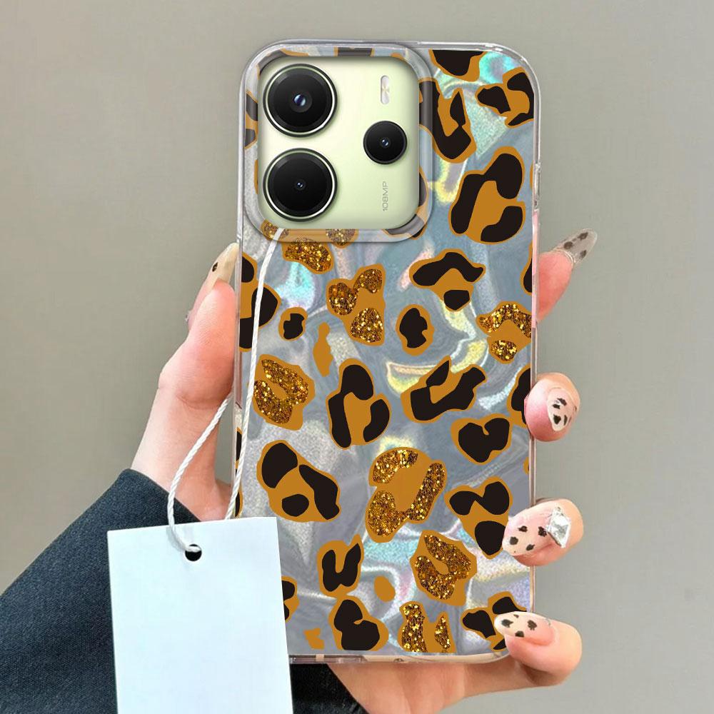 Handyhülle mit Leopardenmuster und Wassertextur für Xiaomi Redmi 13C 14C A1 A3 A4 A3X Note 14 13 12 11 11S Pro Hülle Silikon Rückseite