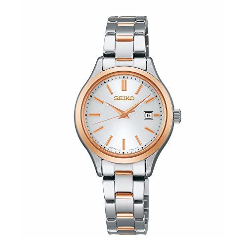 Seiko Selection STPX096 S Series Women's Watch, Solar Powered, White Dial, Silver & Pink Gold Case