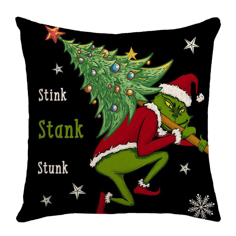 New Christmas Decorative Cushion Cover Linen Print Funny Pillow Sofa Home Cushion Cover