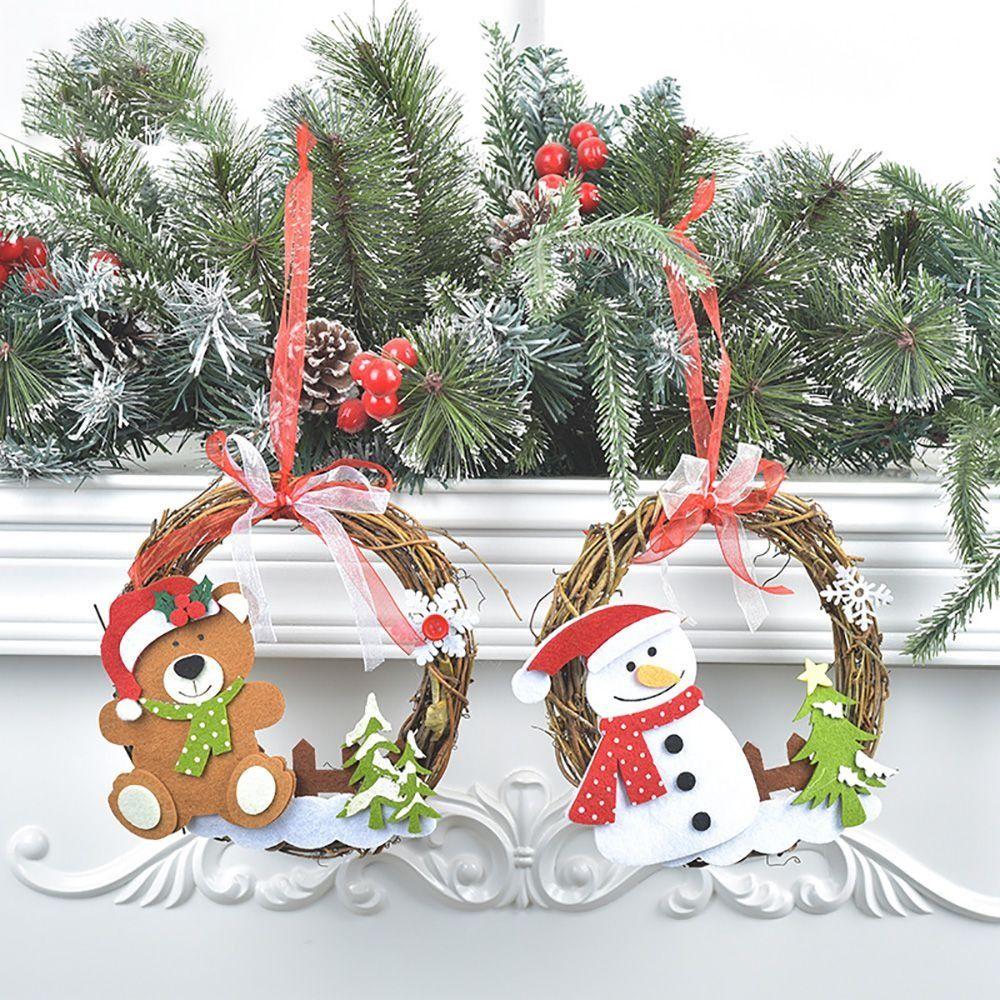 DIY Christmas Xmas Wreath Cute Santa Hanging Ornaments Christmas Tree Accessories  Window Props