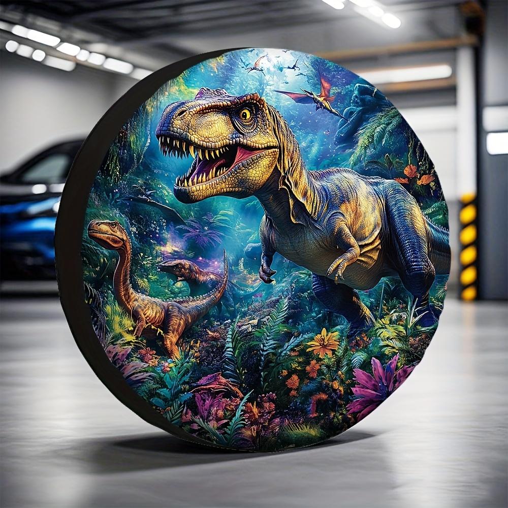 1pc, Waterproof Spare Tire Covers Featuring A Dinosaur World Design, Machine Washable Fabric, Suitable For Halloween Gifts And A