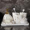 6/7pcs Set Gold Marble Ceramics Bathroom Accessories Set Soap Dispenser/Toothbrush Holder/Tumbler/Soap Dish Bathroom Products