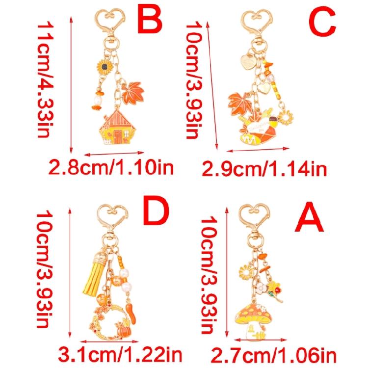 Playful Mushroom Pumpkin Keyring Decorative Beaded Accent Key Organiser Thanksgiving Theme Keychain For Purse Keys