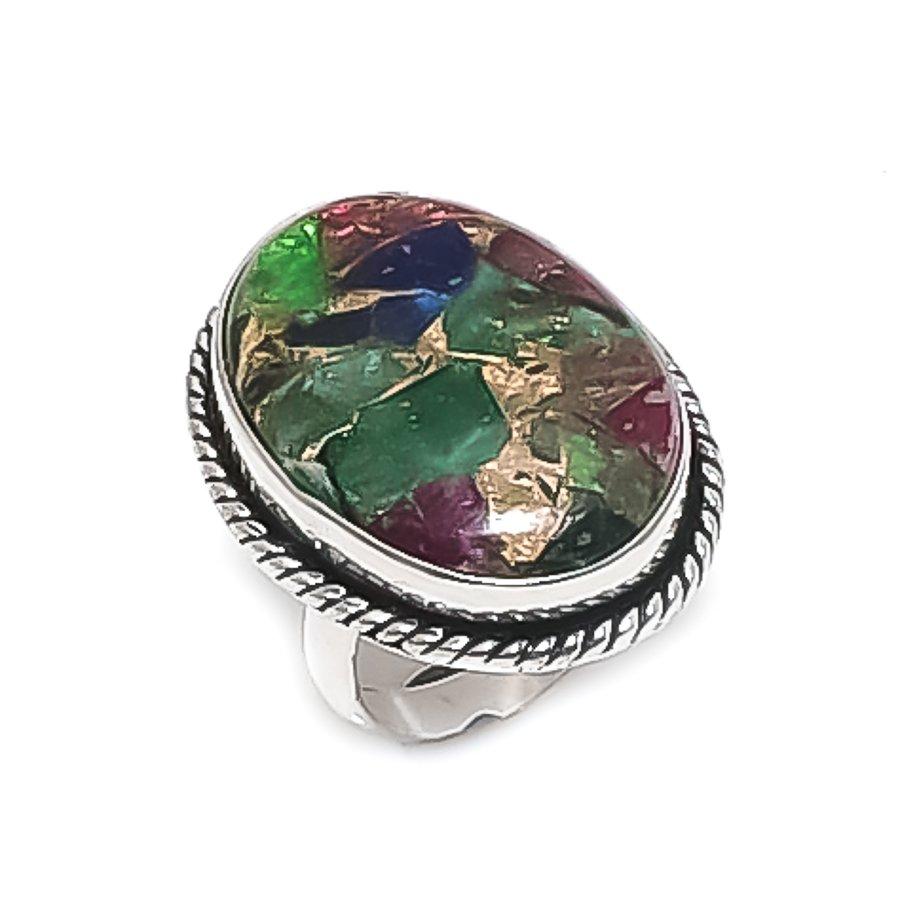 

Натуральный арбузный турмалин 925 стерлинговое серебро ювелирное кольцо размер 6 U2i14