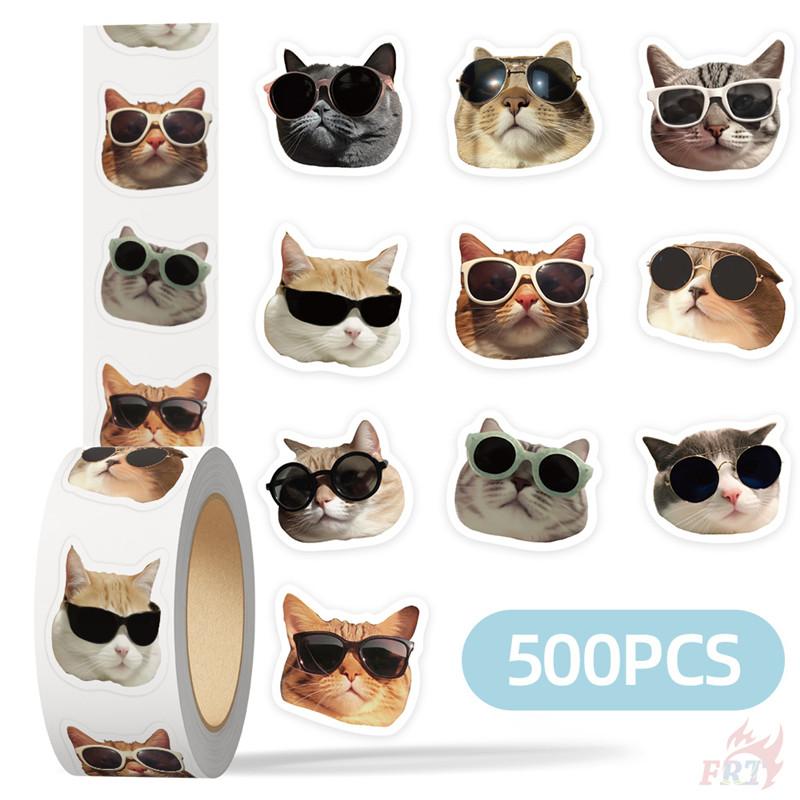 

500 шт./рулон Kuso Смешные Солнцезащитные очки Кошки Детские Наградные Наклейки - DIY Скрапбуки Альбом Декор Запечатывающие Наклейки