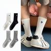 Men's Sports Socks, Solid-color Cotton Socks, Sweat-absorbing and Odor-proof Mid-calf Socks, Arrow-embroidered Massaging Base Cotton Socks