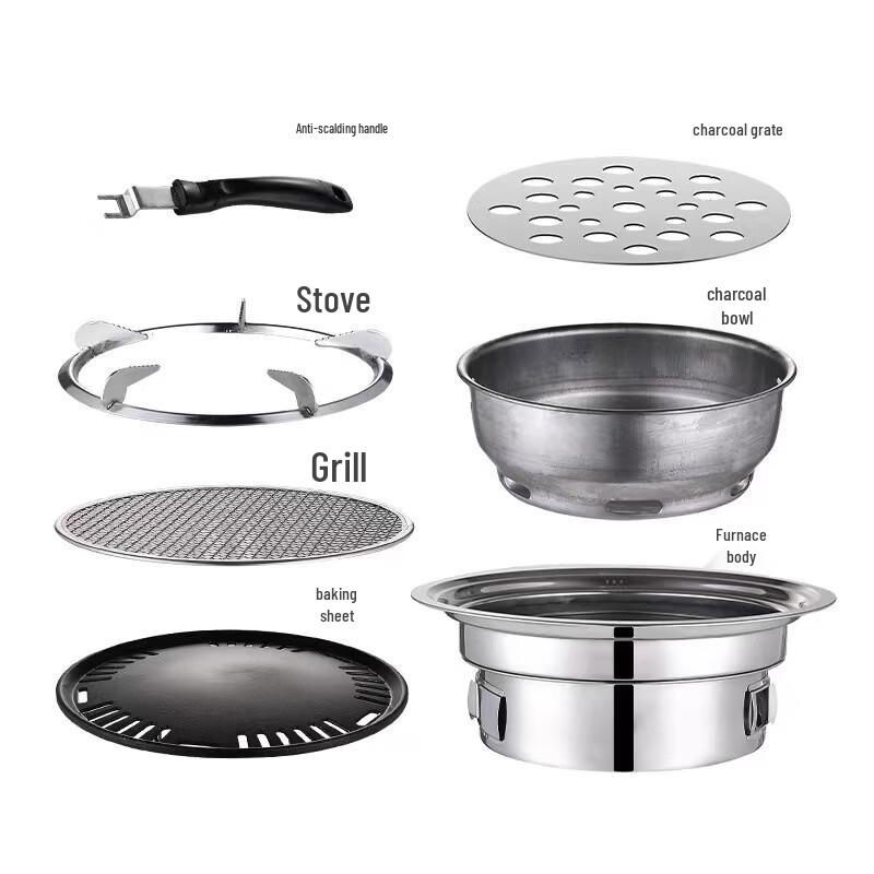 ZISIZ Smokeless Charcoal BBQ & Tea Brewing Stove Set