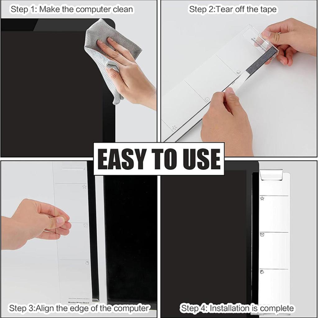 Right Left Acrylic Monitor Memo Board Desk Accessories Computer Display Message Sticky Note Clip Office Supplies