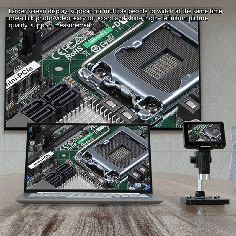 LCD Digital Microscope 4.3Inch Screen 720P Video Recorder 1-1000X Magnification Zoom Coin Microscope Magnifier PC View