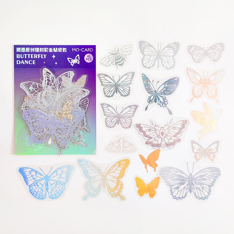 

45 Sheets Gold Foil Laser Sticker Pack Sparkling Holographic Effect Self-Adhesive For Journal Scrapbook DIY Craft Decoration