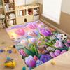Luxurious Vintage Tulip Floral Pattern Floor Mat, Non-slip, Machine Washable, Suitable for Living Rooms, Bedrooms, and Home Déco