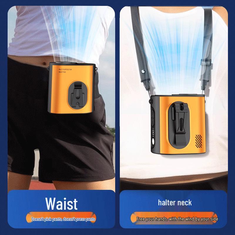 New 2026 Portable Ice Pack Waist Fan - USB Clip-On, High-Speed Cooling, Lightweight & Easy to Carry for Outdoor Use.
