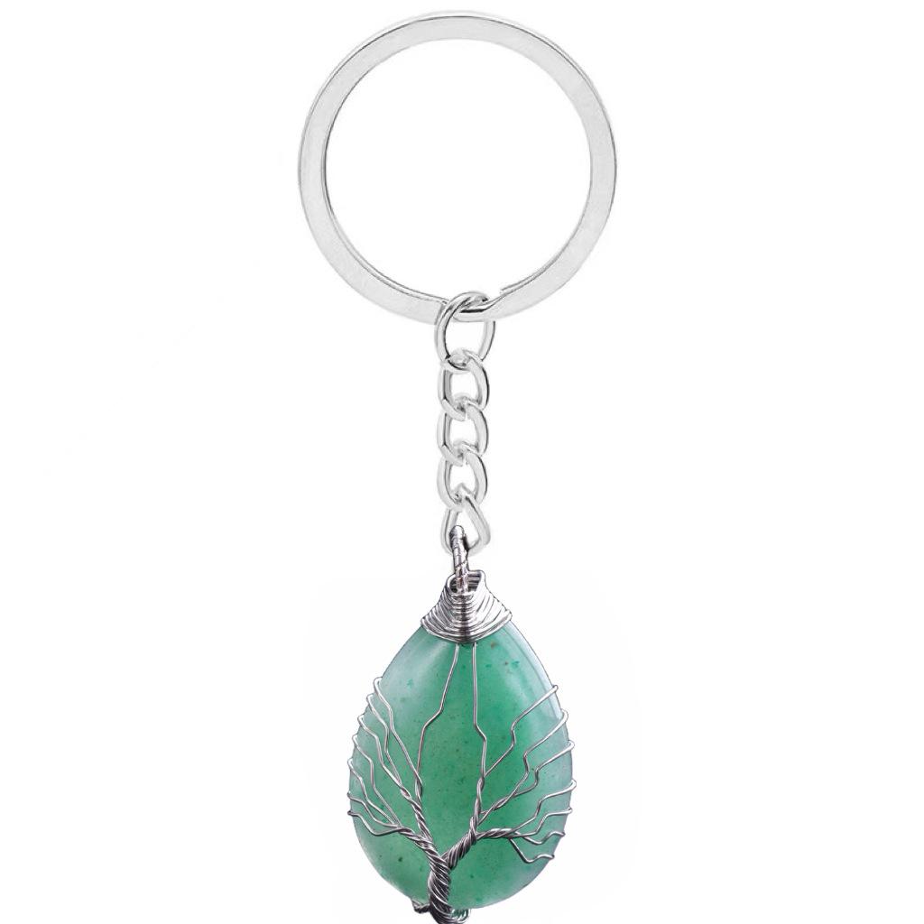 Waterdrop Life Tree Keychain Handmade Wire Wrapped Keychain Personalized Jewelry for Men Couple Family Keychain Pendant