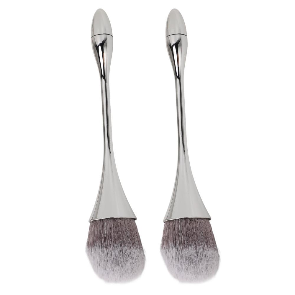 2pcs Soft Bristles Nail Art Powder Brush Ergonomic Handle Powder Remover Brush  For Manicure Use