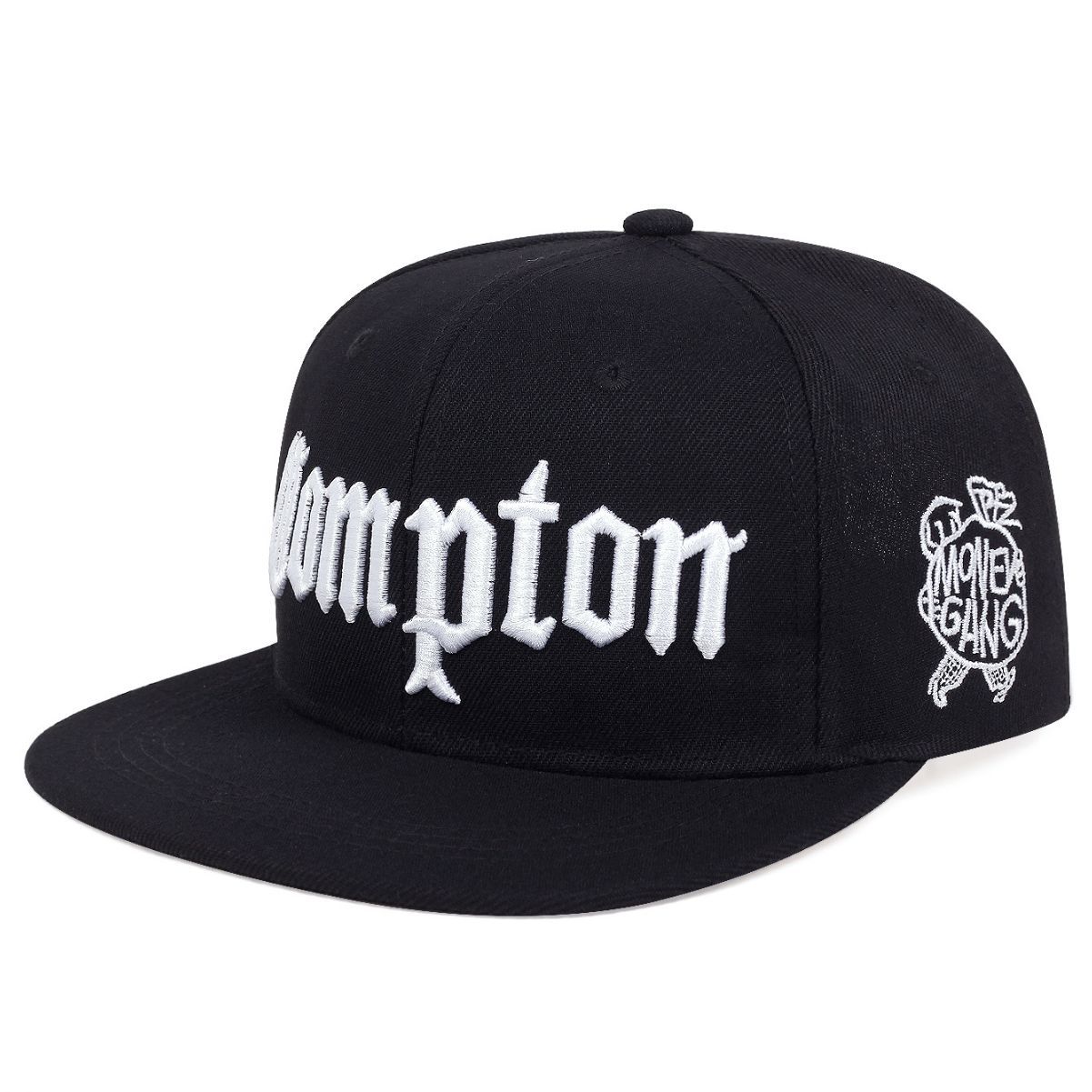 Novo Boné Compton Street Dance Snapback Hip Hop Headwear para Homens Mulheres Adultos Casual ao Ar Livre Chapéu de Sol Baseball (black,One Size) preto