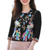 ZANZEA Women Casual Round Neck Summer 3/4 Sleeve Print Blouse