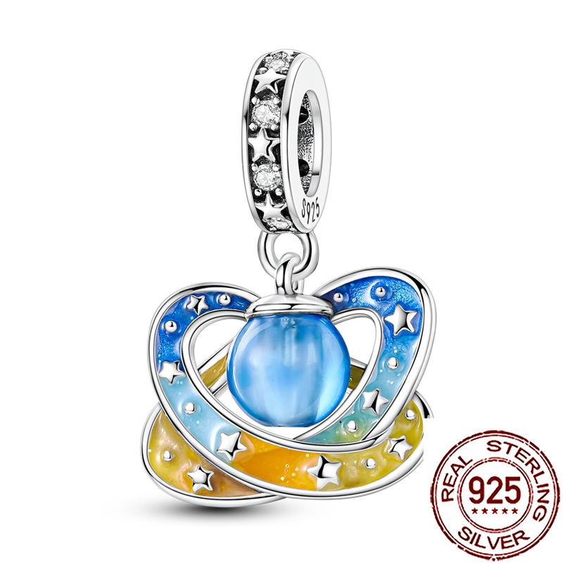 Charms Copper Moon Star Night Sky Galaxy Celestial Dangle Beads Fit Snake Chain Bracelet Necklace Women Diy Jewelry