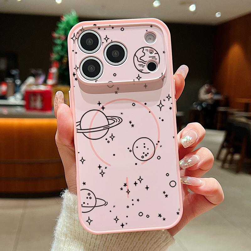 Case For iPhone 17 Pro Max Line Stars Planet Pattern Magnetic For Magsafe Hybrid Slim Matte Cover For iPhone 16 15 14 13 Pro Max