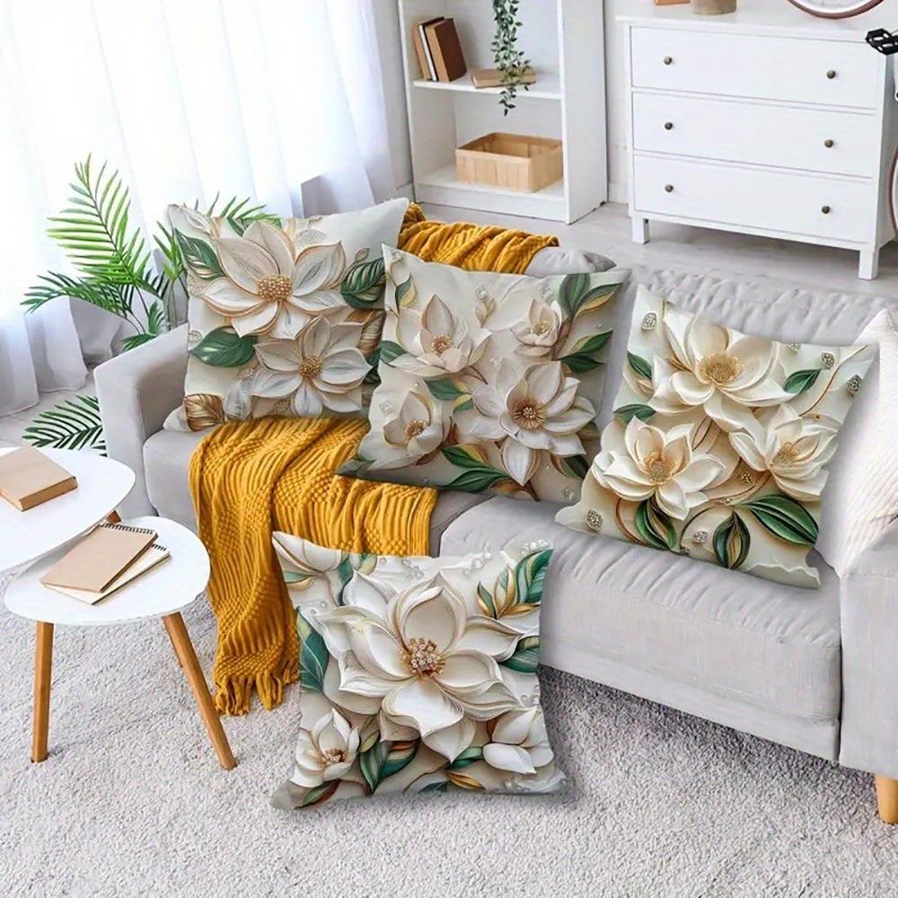 Floral Art Cushion CoverBedroom Sofa Decorative Cushion Cover With Zipper Soft Cushion Cover