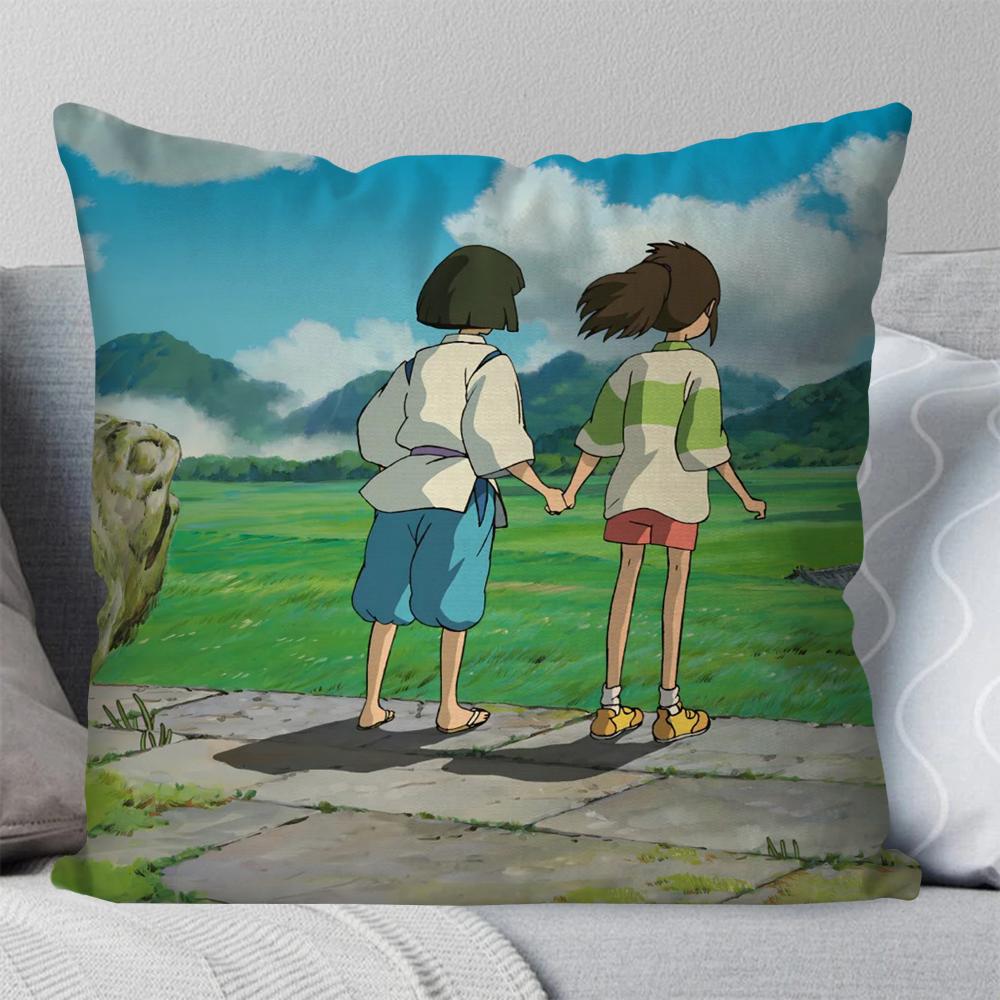 

1 шт. Наволочка для подушки по аниме-фильму «Унесенные призраками», квадратная подушка, спальня, диван, отдых, комфортная подушка, автомобиль, гостиная, украшение дома 40X40 16x16Inch