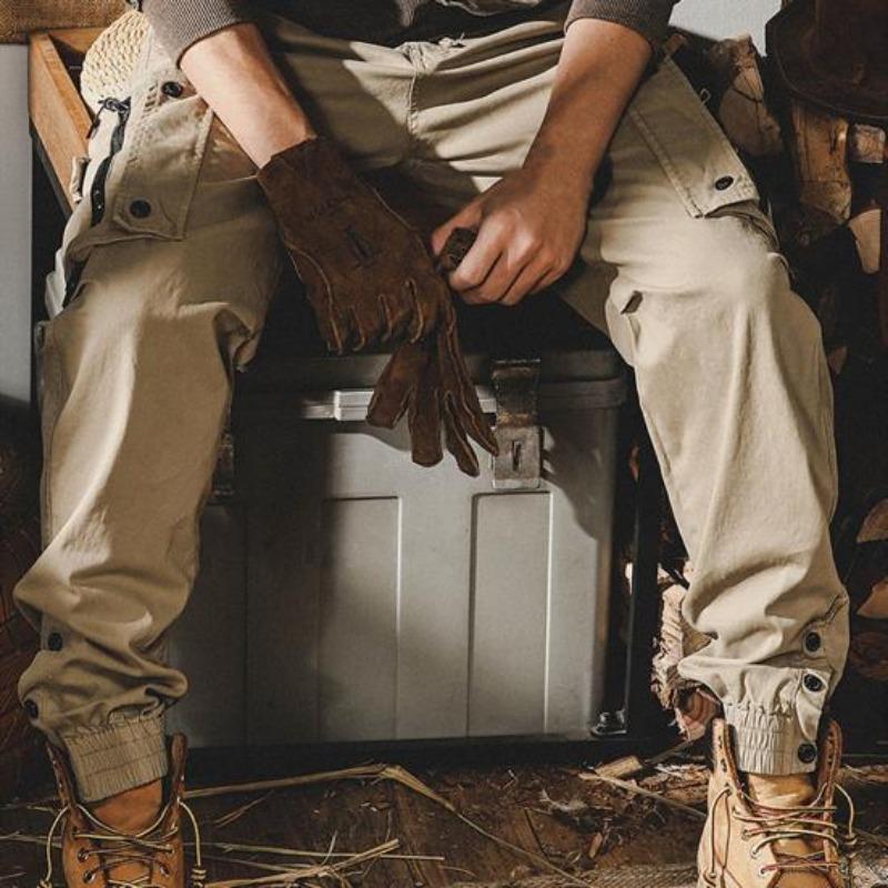 Muži Ležérní Cargo Kalhoty Elastický pas Stahovací šňůrka Více kapes Hip Hop Kalhoty Stahovací manžety Dlouhé kalhoty