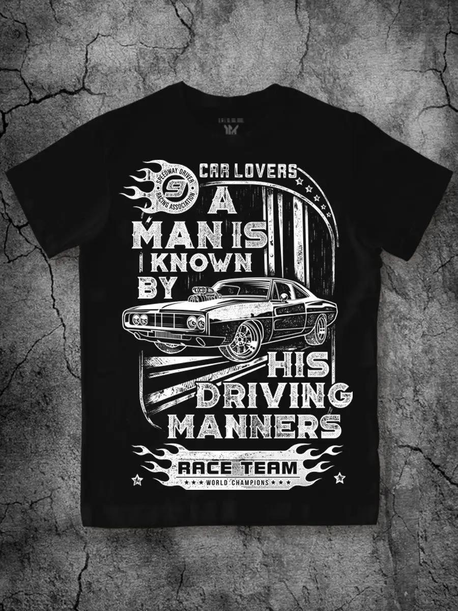 Car T-Shirt Men s Black Printed T-shirt 3XL