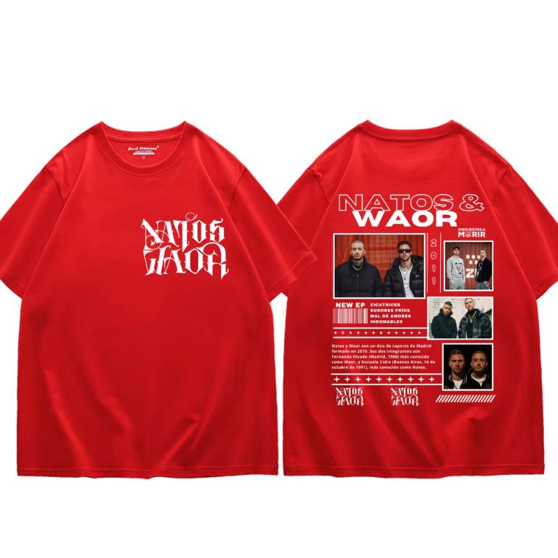 Rapper NATOS WAOR Tour 2025 Merch Tshirt Unisexs Womens Fashion Hip Hop Vintage T Shirts Summer Cotton Oversized Tshirts