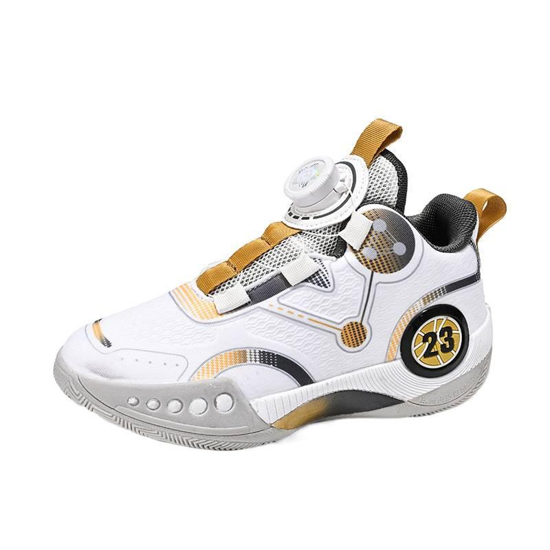 Youth 2025 New Mesh Children's Basketball Shoes Boys Rotating Button Sneakers Middle and Older Children's Students Battle Boots