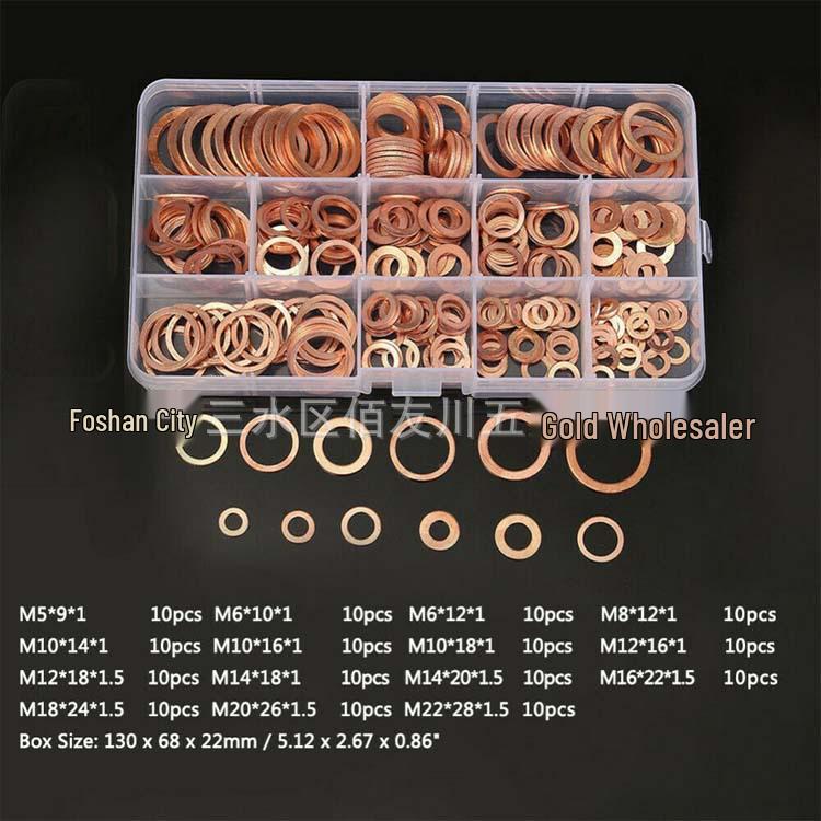 150-Piece Brass Oil Seal Gasket Set: Includes M5-M22 Copper Flat Washers.
