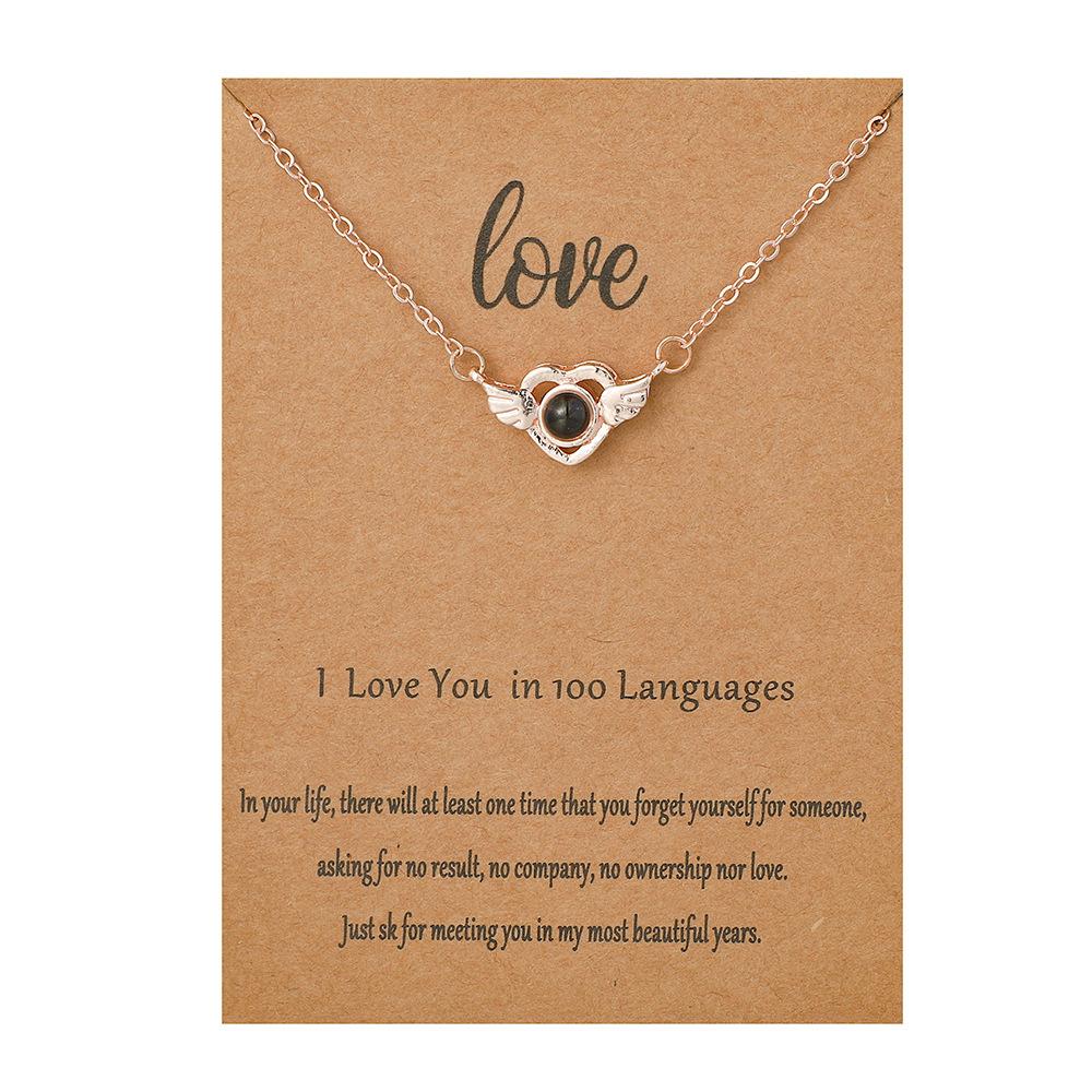 Christmas Swan Elk Love Language I Love You Projection Necklace Pendant Clavicle Chain