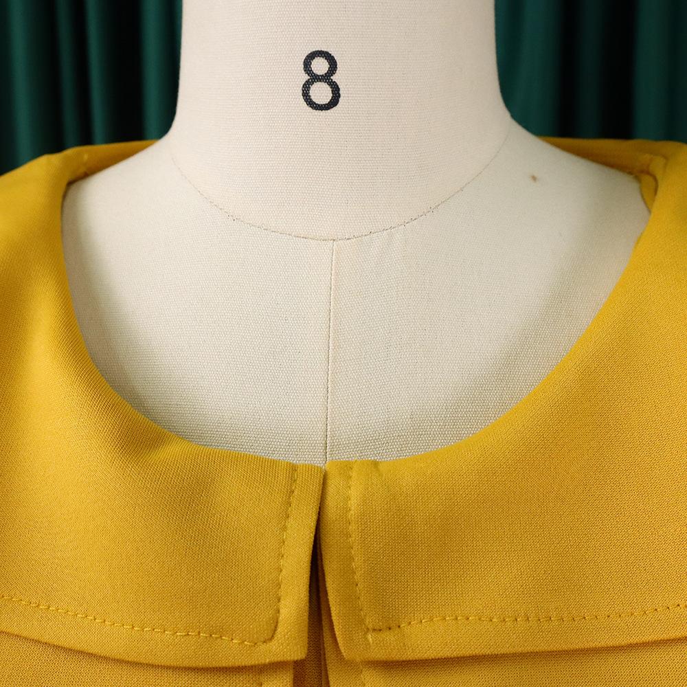 Großes Damen-Sommermode-Rüschenkleid, einteiliges, einfarbiges Etuikleid mit Gürtel