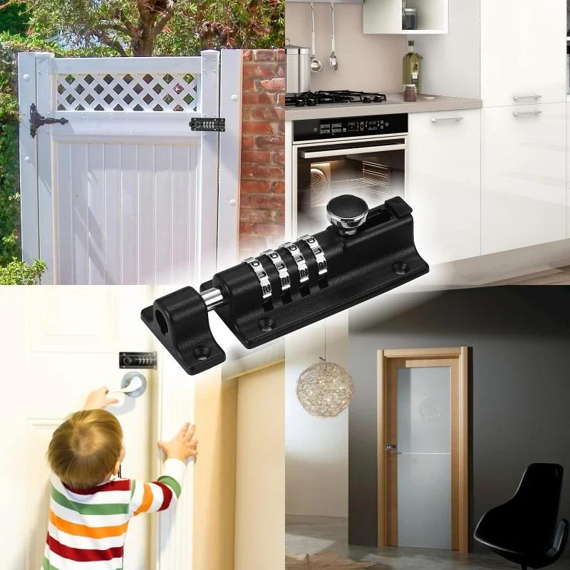 Neues 4-stelliges Kombinations-Schieberiegel-Torschloss Combi-Bolt Riegel Diebstahlsichere Passwortschlösser Mechanischer Digitalcode-Verriegelungsriegel