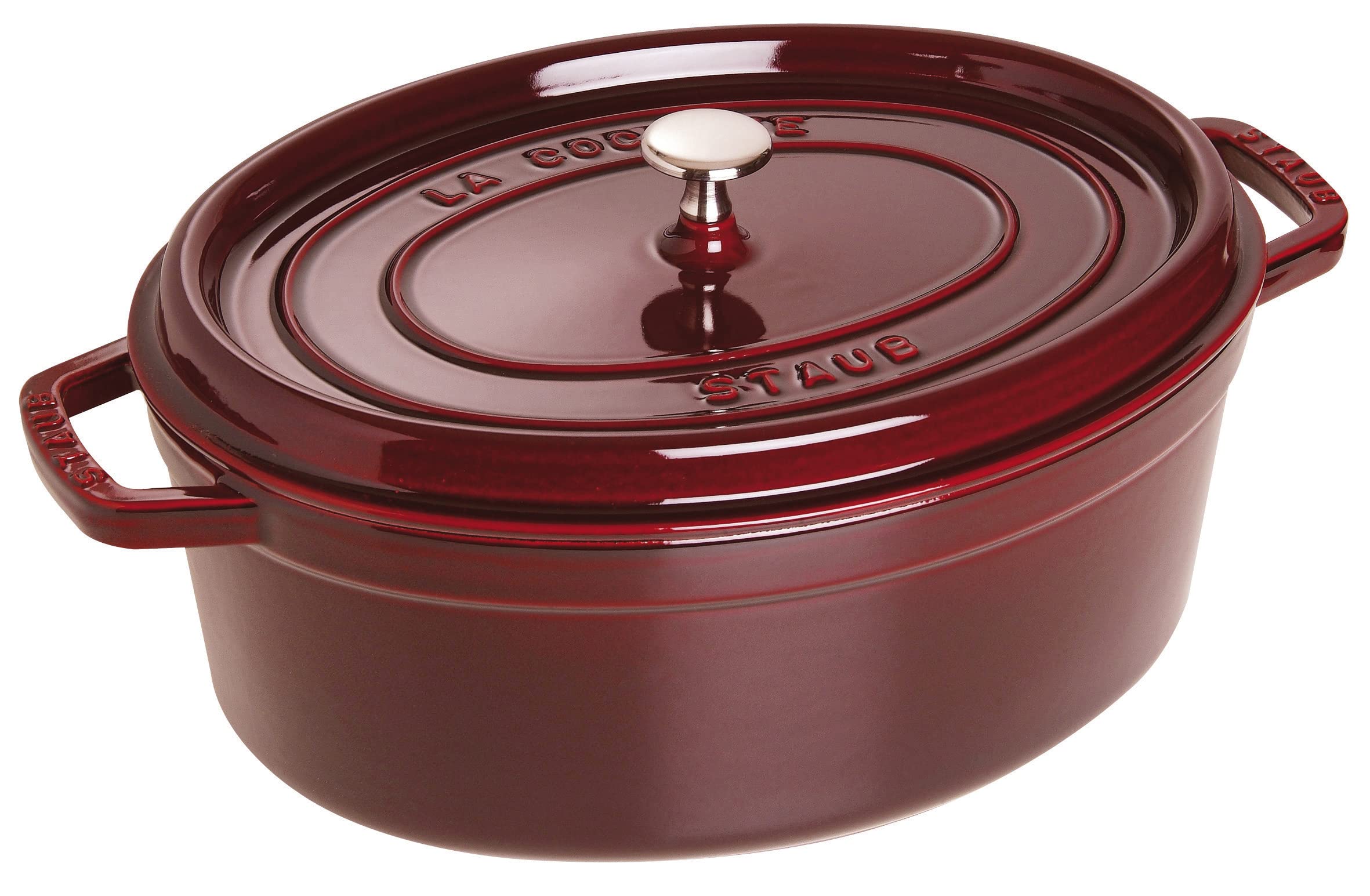 

Staub Cocotte Oval Grenadine Red Large Hand Cast Enamel Pot IH Compatible Japanese La Cocotte Oval Pico 33cm [Authorized Product] 40509-692