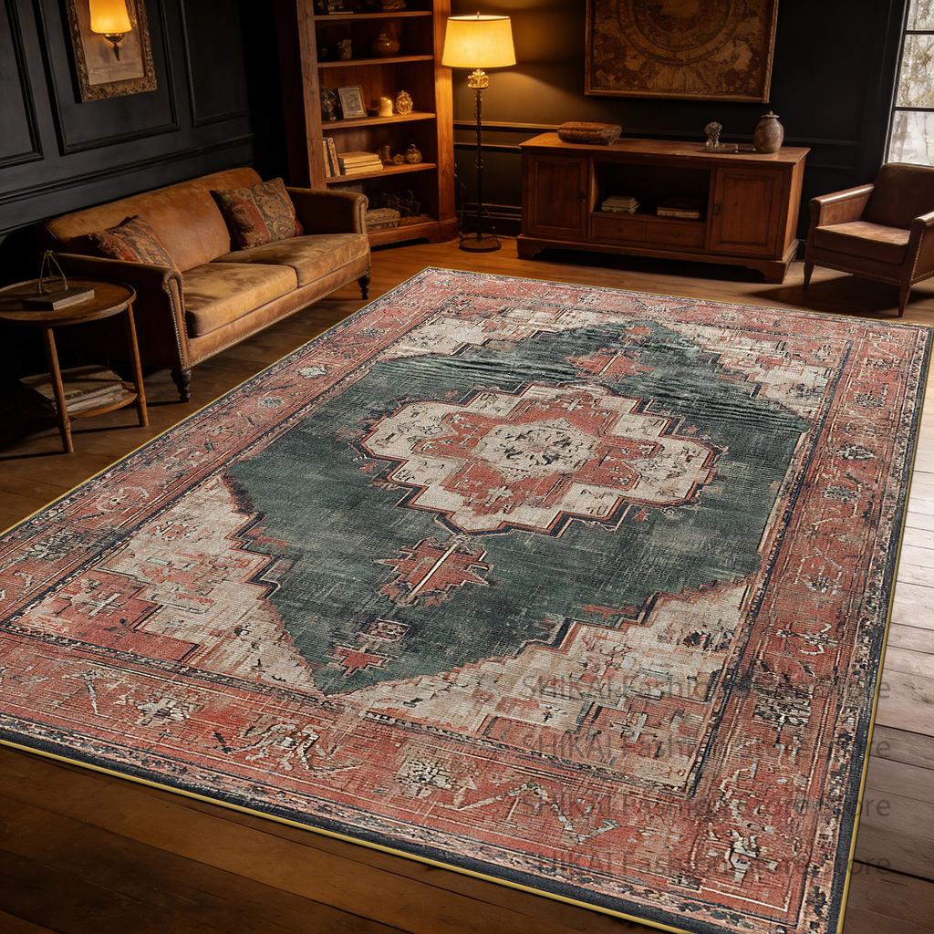 Light Brown Vintage Persian Large Living Room Carpet Decoration Home Easy Clean Soft Rug Easy Cleaning Fluffy Coffee Tables Mats