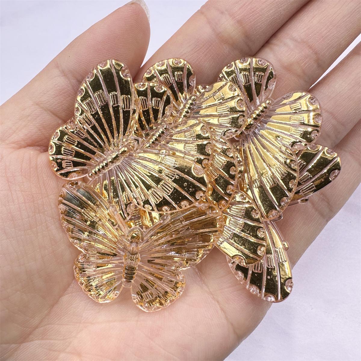 

20шт бусины градиент DIY шпилька ювелирные аксессуары творческий с подвеской с отверстием двойной цвет бабочка ручной работы для изготовления браслета и ожерелья материал AB Golden