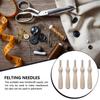 5 Pieces Wood Felting Handle Holder with Needles DIY Crafting Felt Needlework Tool Handicraft Accessory Professional