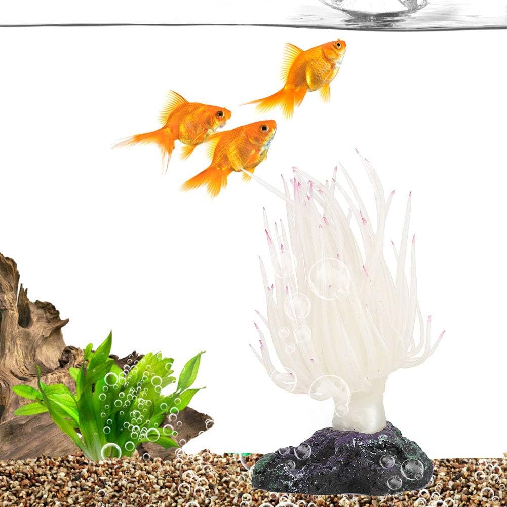 Aquarium Coral Ornaments, Aquarium White Emulational Water Grass Soft Coral Decoration Fish Tank Artificial Sea Urchin Marine Organism Ornaments