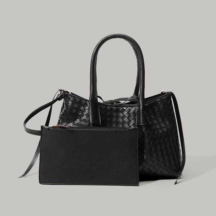 

2025 New Trendy Niche Woven Bag Fashion Versatile Basket Bag Textured Single Shoulder Commuter Crossbody Tote Bag for Women чёрный